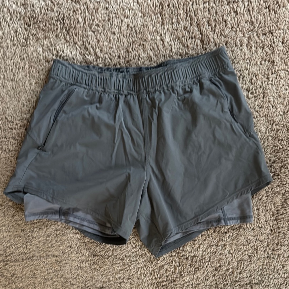Fair Harbor Gray Athletic Shorts with Dual-Layer Design and Elastic Waistband